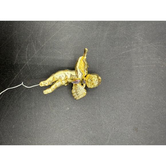 Set of 4 Vintage Gold Plastic Cherub Angel Christmas Ornaments - Picture 4 of 8